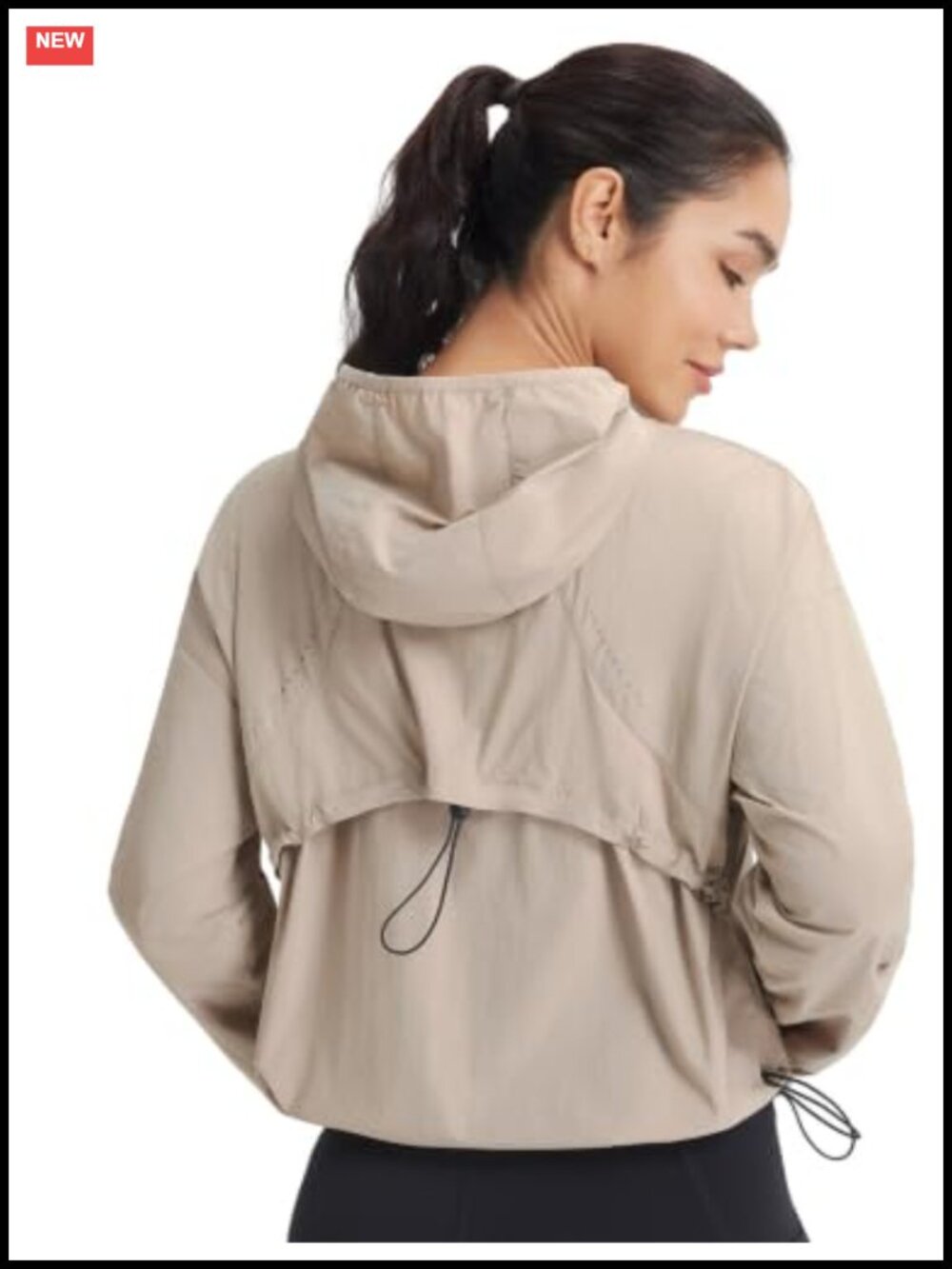 Lightweight Packable Crop UV Hoodie UPF 50+ Water-Resistant Windproof Zip Up